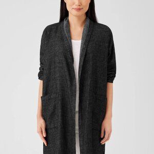 NWT Eileen Fisher Tweedy Hemo Cotton High Collar Coat Petite